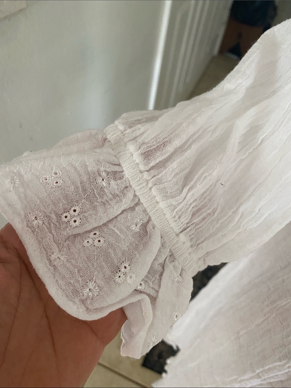 Coldwater Creek White Cotton gauze Peasant Nightgown with Lace Yoke - Picture 4 of 7